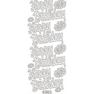 Ääriviivatarra Happy Birthday GlitterKulta 8717116029611