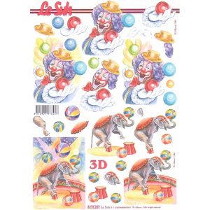 3D-kuva Klovni ja norsu 8712981977487